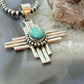 Sterling Silver Southwestern Style Oval Mohave Turquoise Unisex Zia Pendant #1