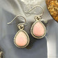 Sterling Silver Southwestern Style Teardrop Pink Conch Dangle Earrings For Women