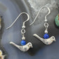Carolyn Pollack Southwestern Style Sterling Silver Bird with Lapis Bead Dangle Earrings For Women