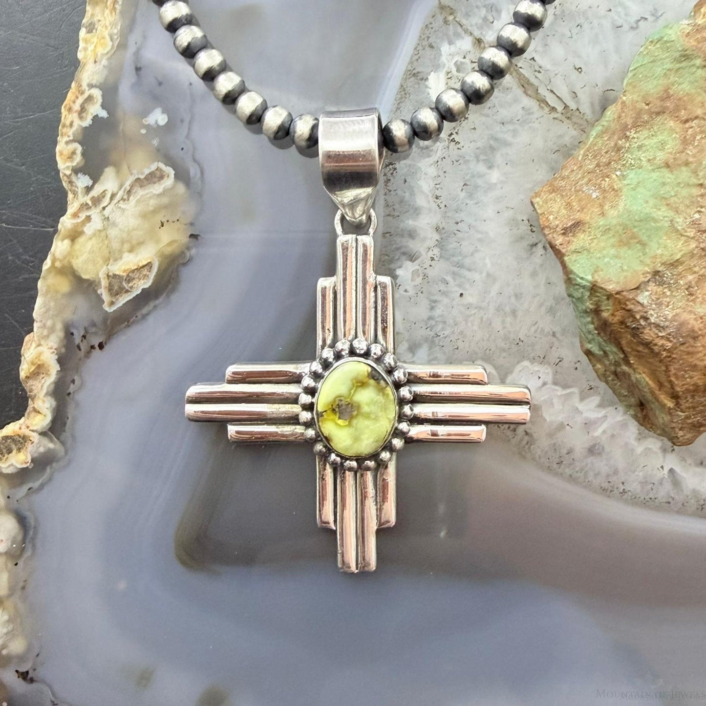 Sterling Silver Southwestern Style Oval Palamino Unisex Zia Pendant