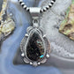 Juanita Long Native American Sterling Silver Teardrop Black Jack Decorated Unisex Pendant