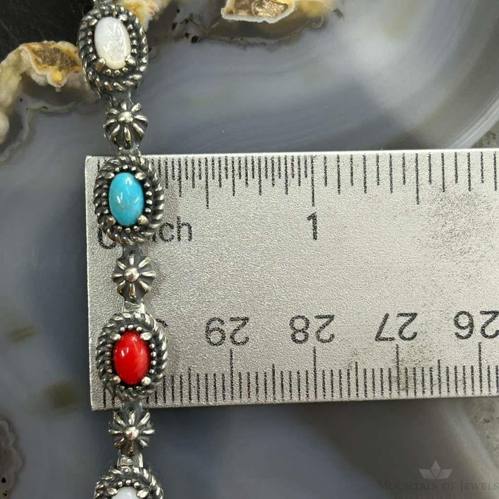 Carolyn Pollack Sterling Silver Multi Gemstone Decorated Link Bracelet For Women