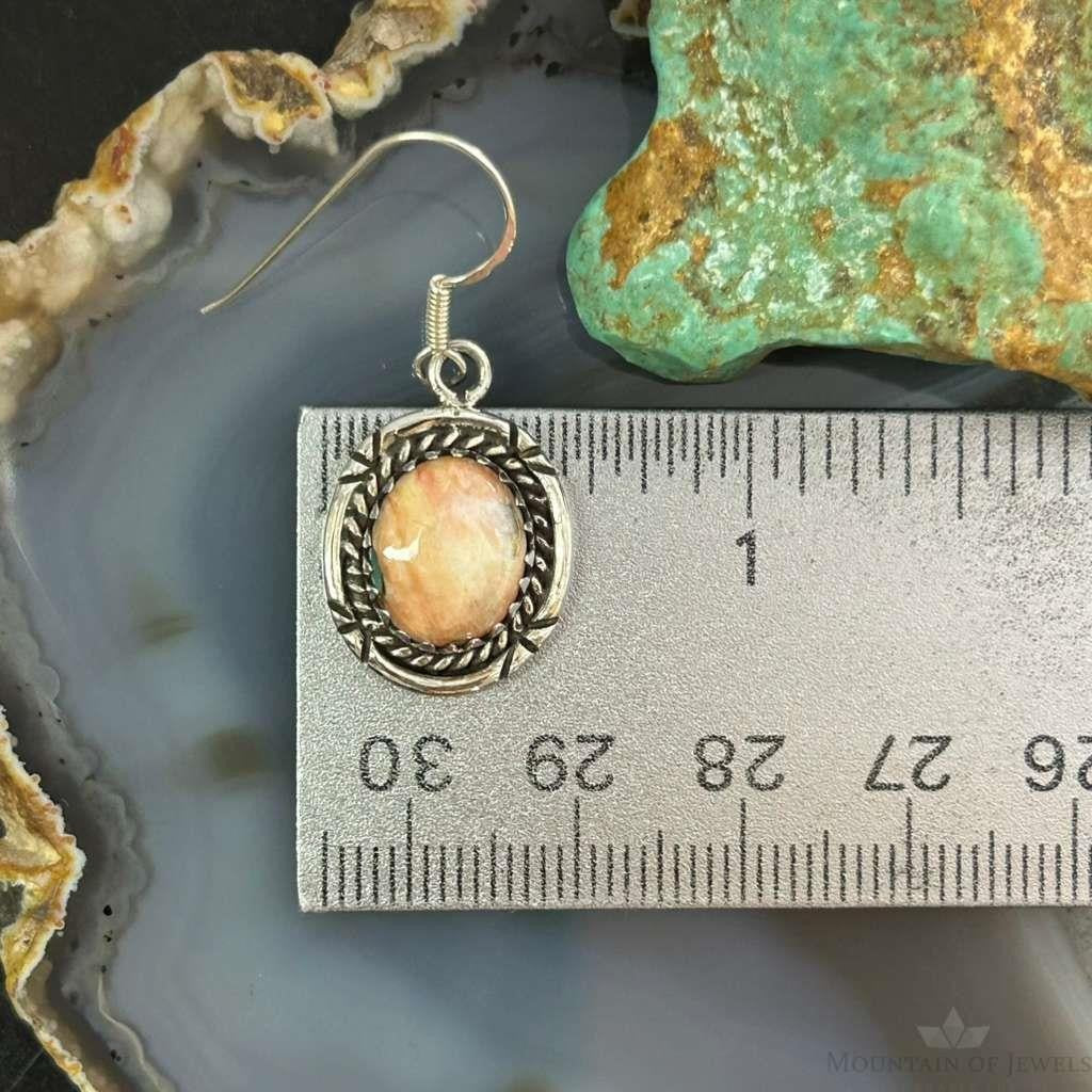 Sterling Silver Southwestern Style Spiny Oyster Dangle Earrings For Women