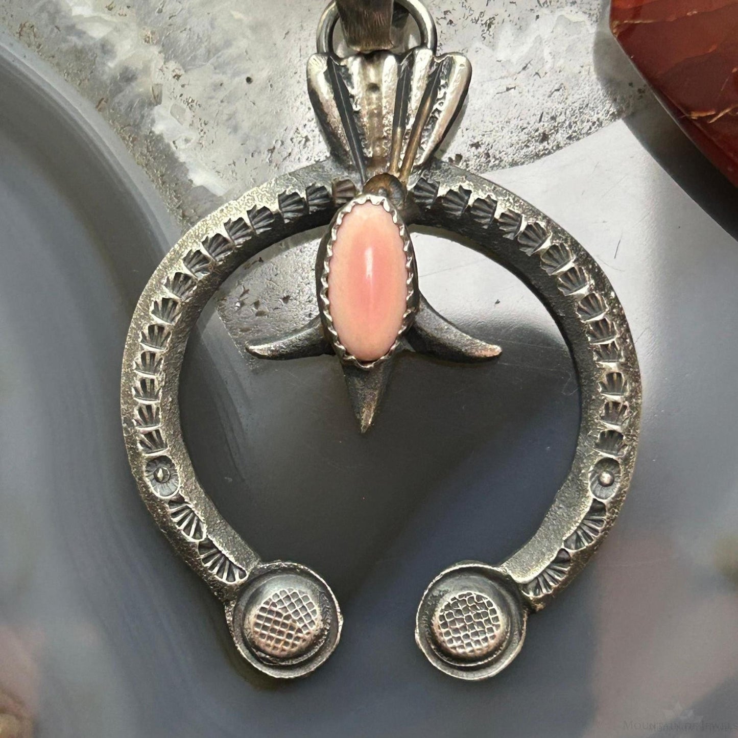 Eva & Linberg Billah Native American Sterling Silver Pink Conch Naja Pendant