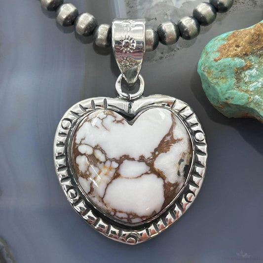 Sterling Silver Southwestern Style Wild Horse Heart Pendant For Women