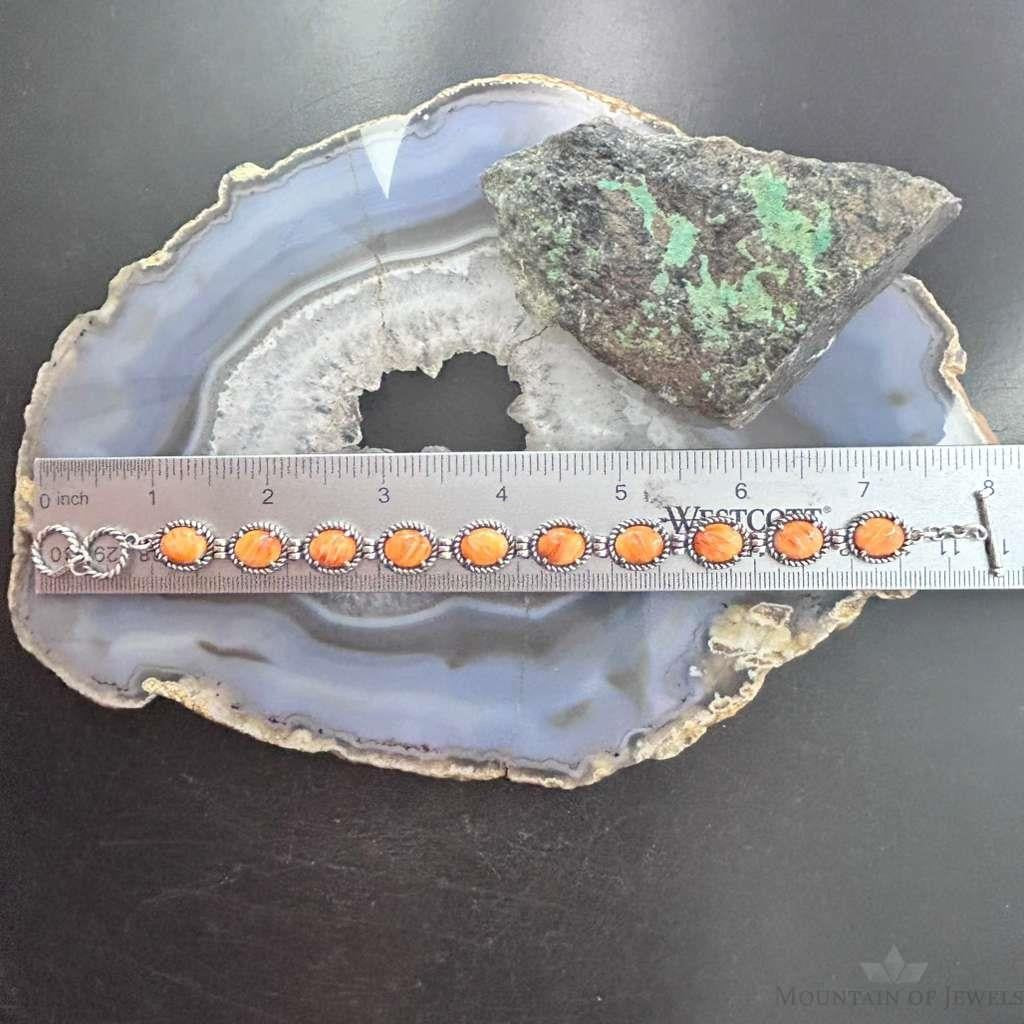 Carolyn Pollack Sterling Silver Spiny Oyster Decorated Link Bracelet For Women