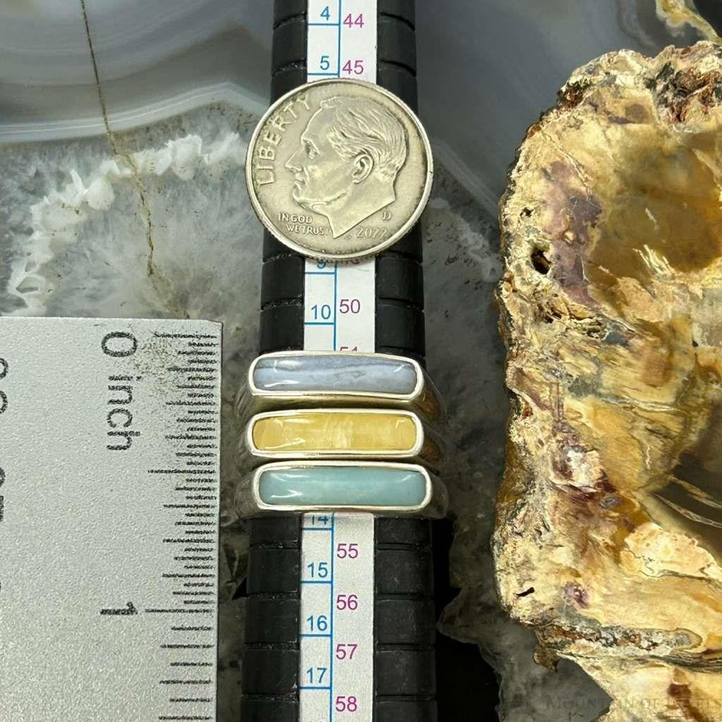 Carolyn Pollack Sterling Silver Set of 3, Agate, Jasper, Chalcedony Rings For Women