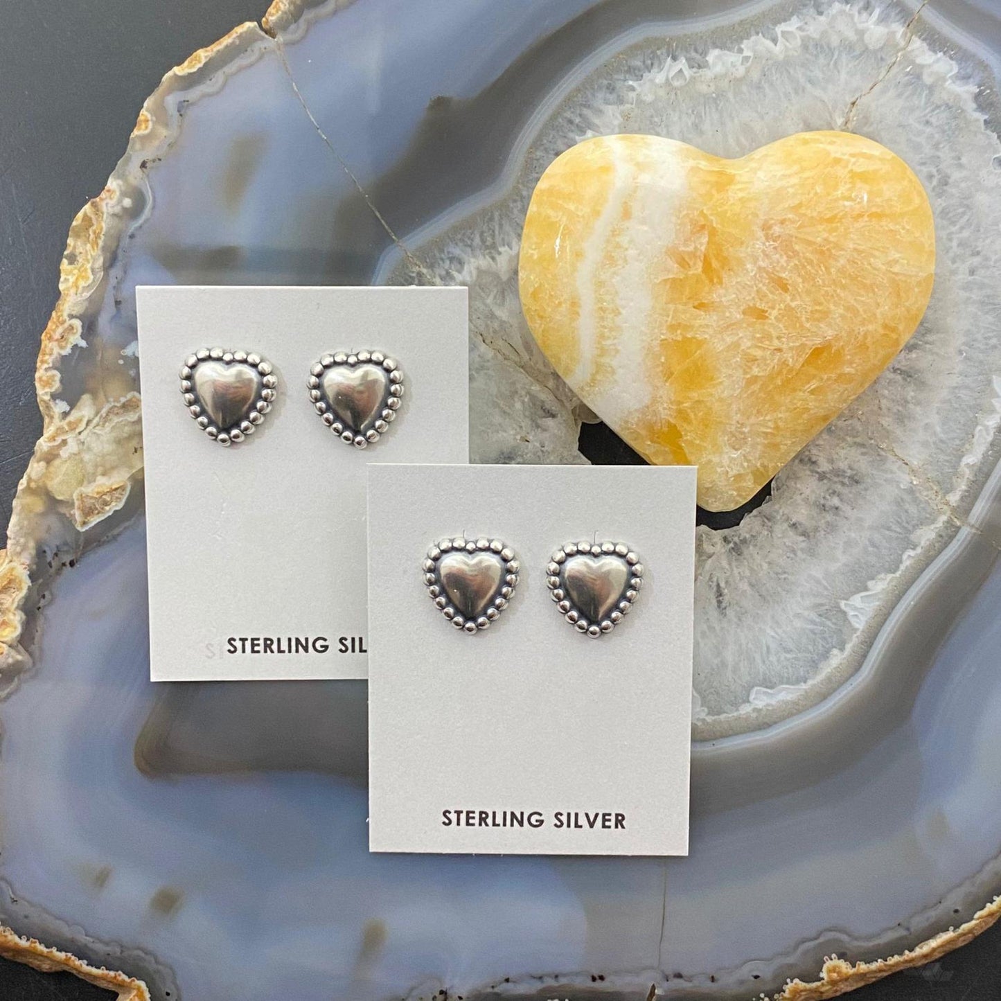 Sterling Silver Heart Stud Earrings For Women (1 Pair)
