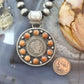 Genuine 1913 90% Silver Barber Head Dime Coin w/Orange Spiny Oyster Pendant