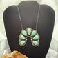 Sterling Silver Southwestern Style 7 Teardrop Royston Turquoise Naja Necklace For Women