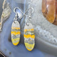 Sterling Silver Elongated Oval Bumblebee Jasper Slab Dangle Earrings For Women #229