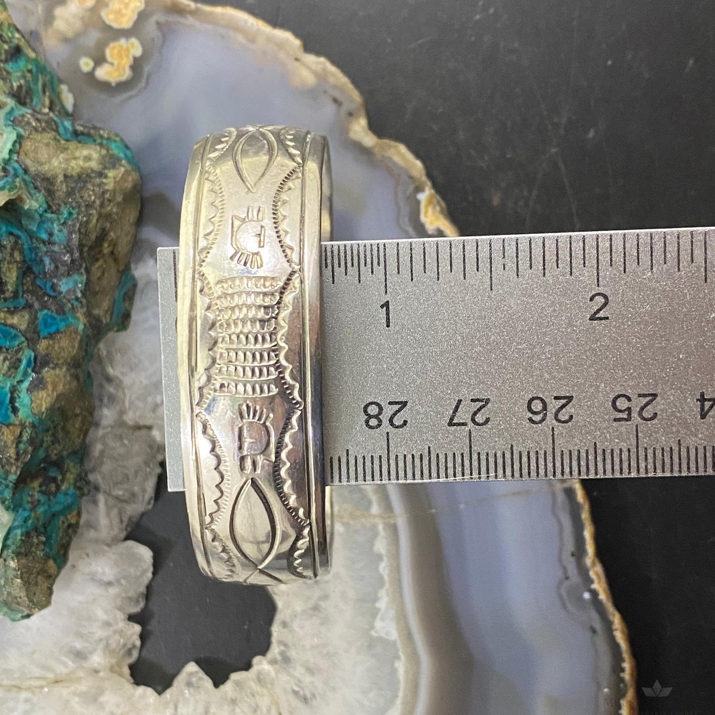 Vintage Native American Sterling Silver Stamped Southwestern Symbol Bracelet