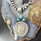 Genuine 1884 90% Morgan Silver Dollar Coin Golden Hill Turquoise Unisex Pendant