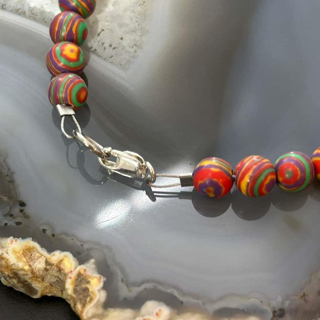 Sterling Silver 6mm Mexican Calcite Beads Bracelet For Women