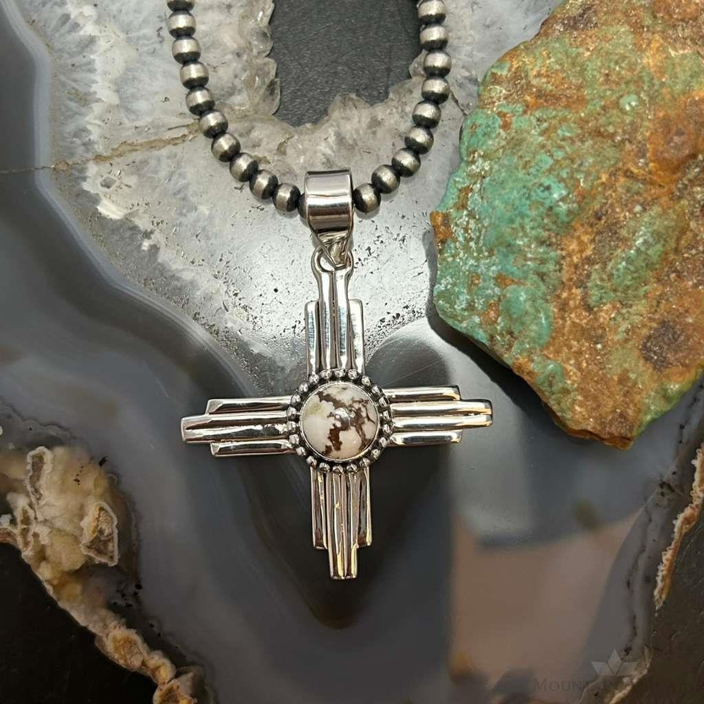 Sterling Silver Southwestern Style Rounded Wild Horse Unisex Zia Pendant #1