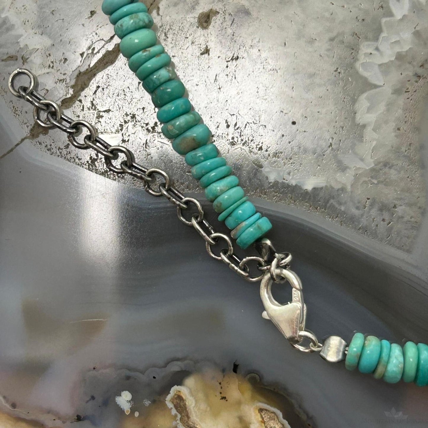 Sterling Silver Southwestern Style Blue Turquoise Beads Various Sterling Beads, Necklace For Women.