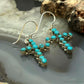 Sterling Silver Southwestern Style Turquoise Cross Dangle Earrings For Women