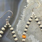 Sterling Silver Navajo Pearl Beads 4mm & Spiny Oyster Beads Hoop Dangle Earrings