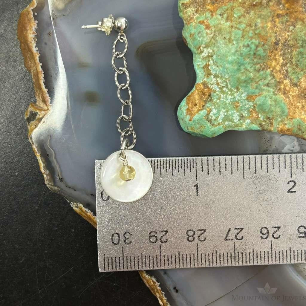 Carolyn Pollack Sterling Silver MOP & Citrine Dangle Earrings For Women