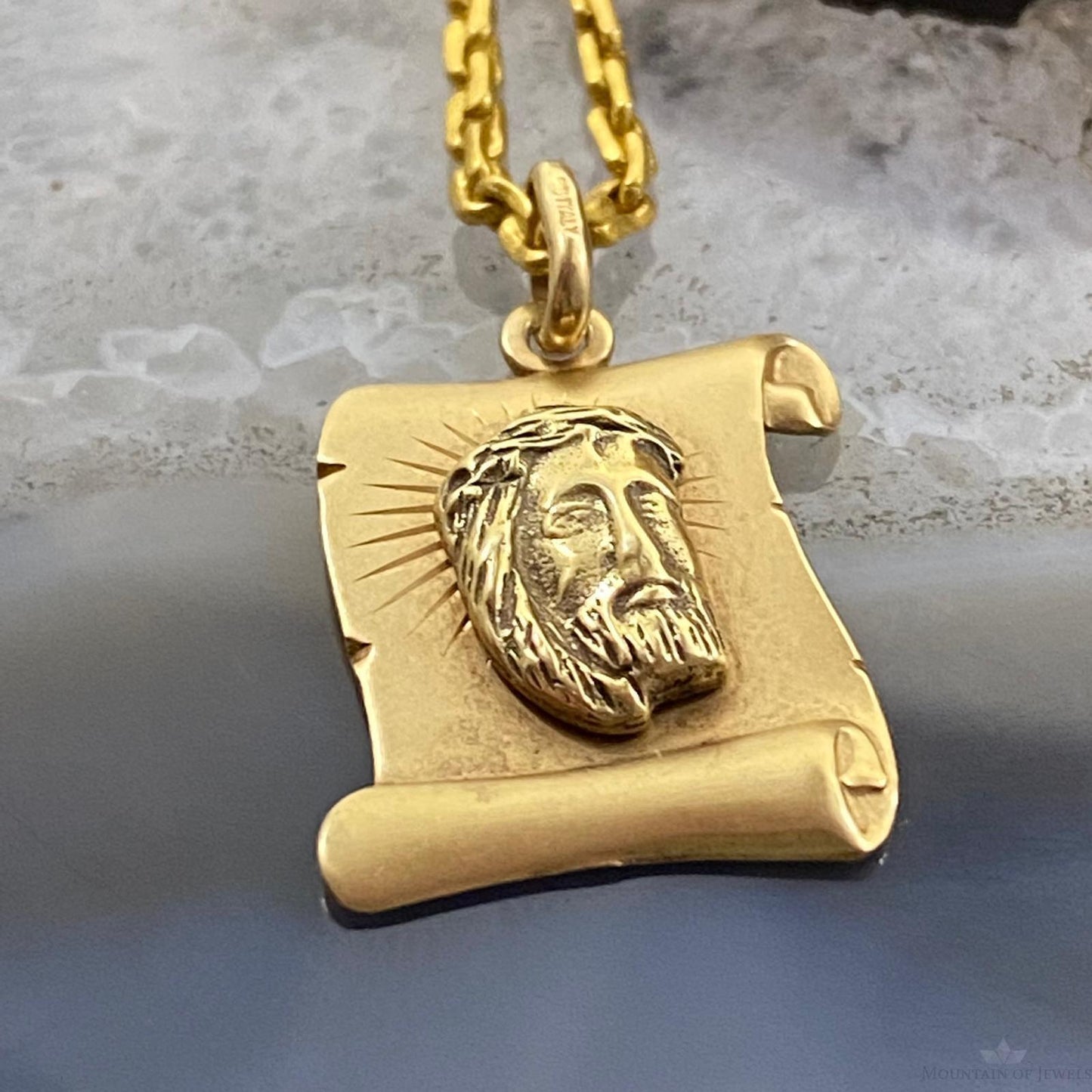 14K Yellow Gold Jesus and the Holy Scrolls Unisex Pendant