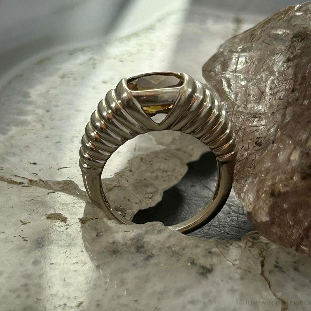 Carolyn Pollack Sterling Silver Faceted Citrine Decorated Ring Sz 6 For Women