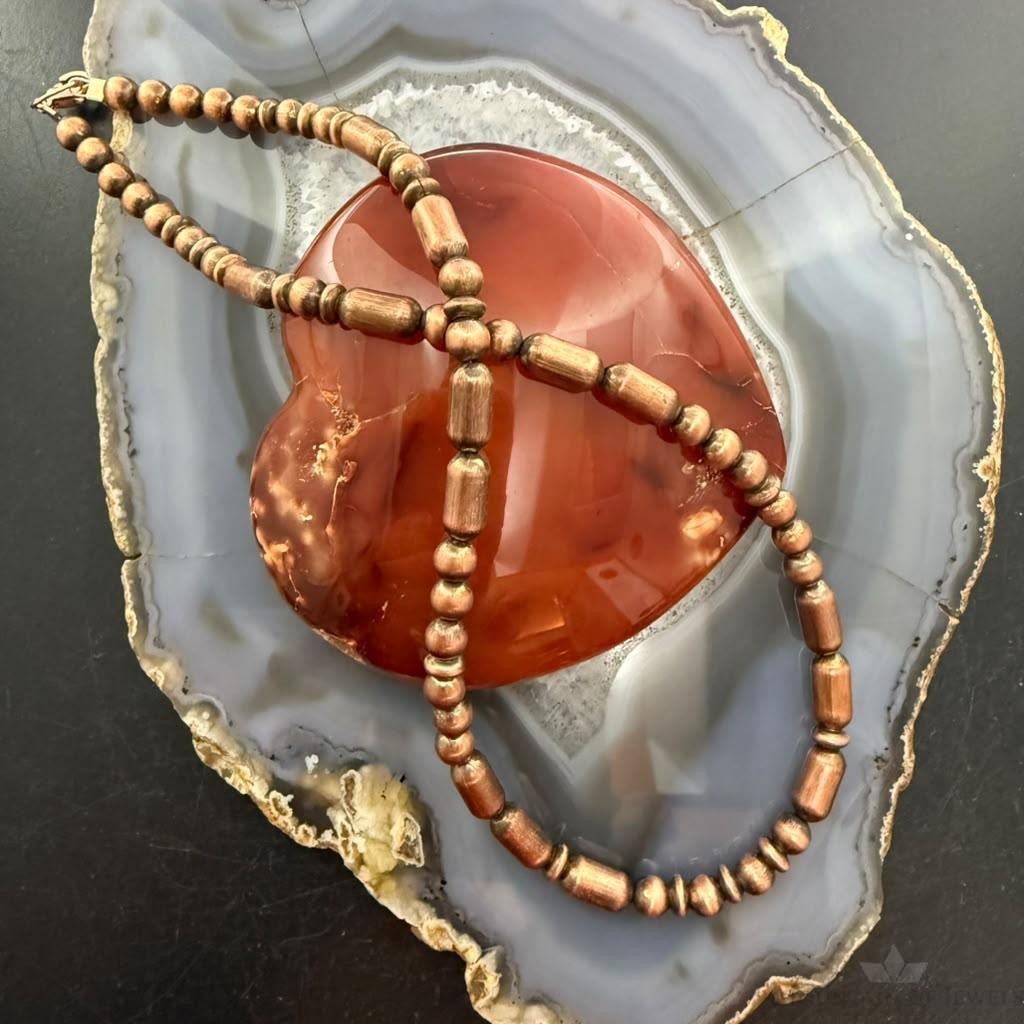 Southwestern Style 6-12mm Round,Saucer,Cylinder Copper Navajo Pearl 18" Necklace For Women