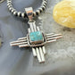 Sterling Silver Southwestern Style Square Mohave Turquoise Unisex Zia Pendant