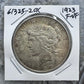 1923 US 90% Peace Silver Dollar F-VF #61325-2OX
