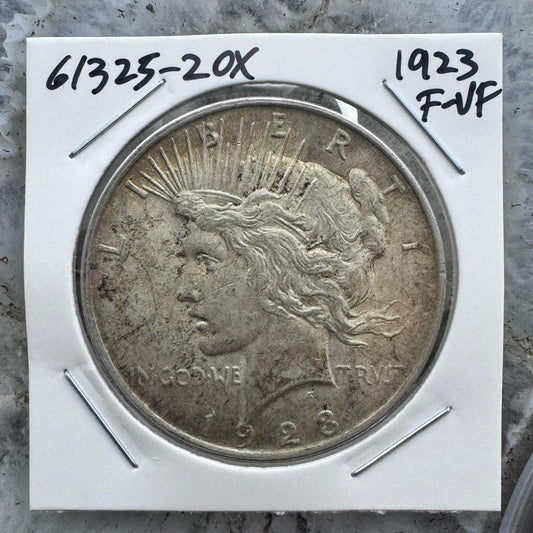 1923 US 90% Peace Silver Dollar F-VF #61325-2OX