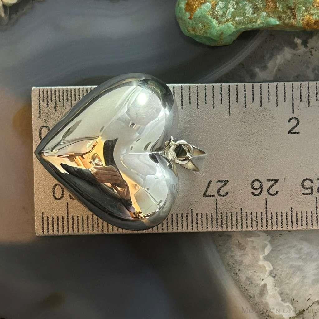 Sterling Silver Puff Heart Pendant For Women