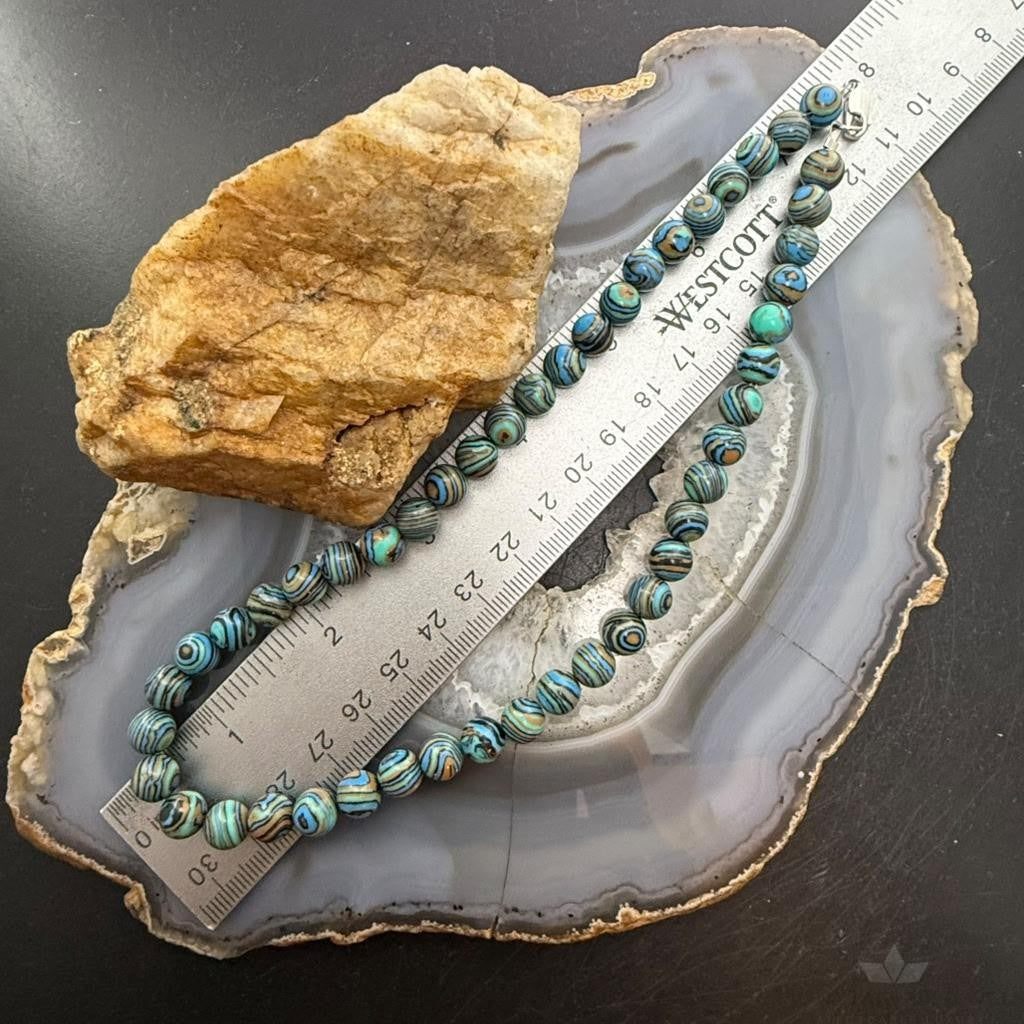 Sterling Silver 8mm Round Mexican Calcite 16" Necklace For Women