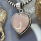 Sterling Silver Southwestern Style Rose Quartz Heart Pendant For Women #1