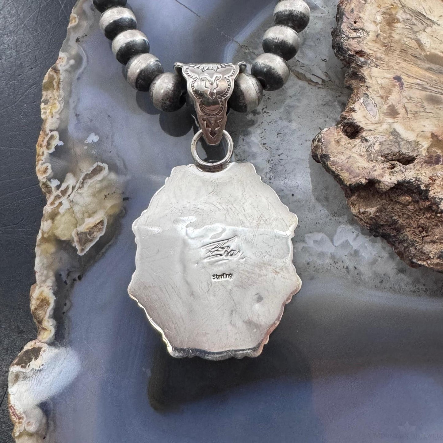 Native American Sterling Silver Sonora Gold Turquoise & Pink Conch Cluster Pendant For Women