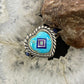 Carolyn Pollack Sterling Silver Turquoise Heart w/Inlay Decorated Ring Size 6, 8
