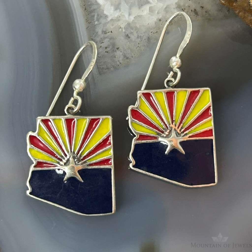Carolyn Pollack Sterling Silver Arizona Enamel Double Sided Dangle Earrings For Women