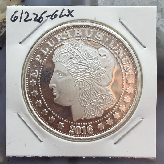 2016 1.0 Troy Ounce .999 Pure Silver Morgan Design Round #61226-6LX
