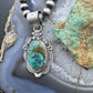 Sterling Silver Southwestern Style Oval Turquoise Decorated Pendant For Women
