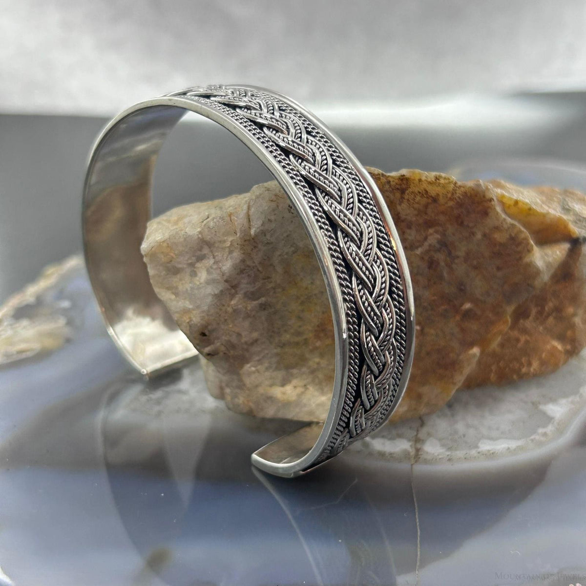 Sterling Silver Flexible & Adjutable Decorated Braided Fashion Bracelet For Women #1