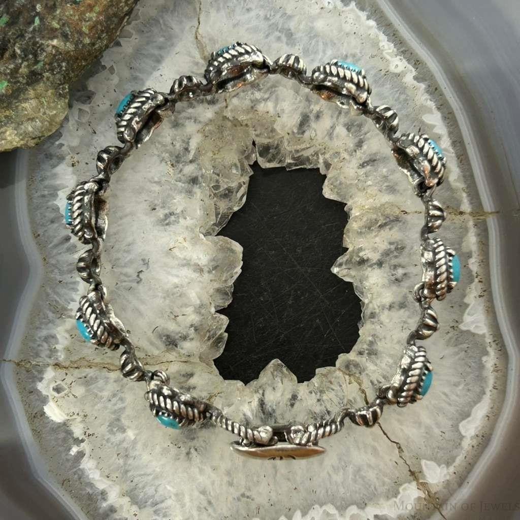 Carolyn Pollack Sterling Silver 9 Oval Turquoise Link Bracelet For Women