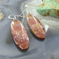 Sterling Silver Teardrop Plum Moss Agate Slab Dangle Earrings For Women #508
