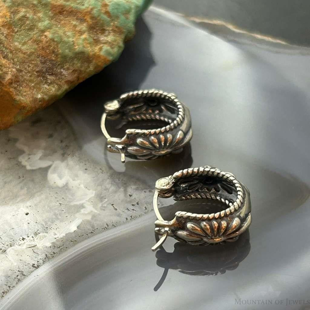 Carolyn Pollack Sterling Silver Round Onyx Hoop Earrings For Women