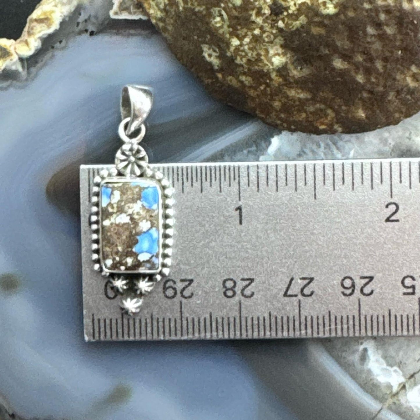 Sterling Silver Southwestern Style Golden Hill Turquoise Decorated Pendant For Women