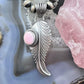 Native American Sterling Silver Oval Pink Conch Feather Pendant For Women