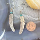 Anthony Gatewood Sterling Silver & Turquoise Bead Feather Dangle Earrings For Women