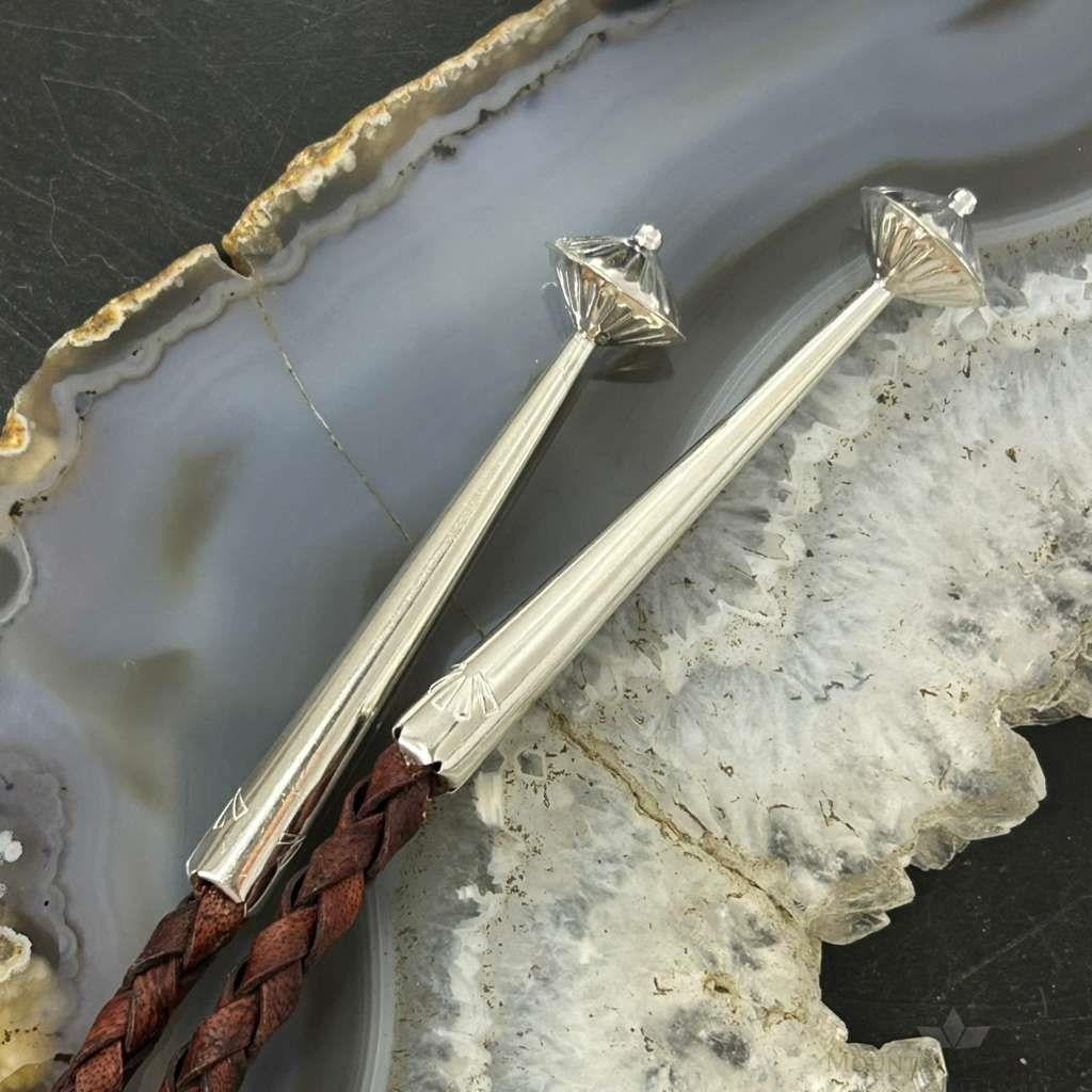 Sterling Silver Southwestern Style Large Azurite Malachite Decorated Bolo Tie For Men