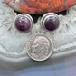 Native American Sterling Silver Round Purple Spiny Oyster Stud Earrings For Women