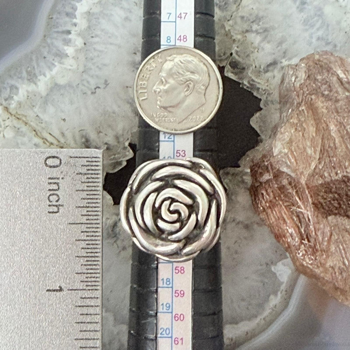 Sterling Silver Electroform Small Rose Fashion Ring Size 7.25 For Women