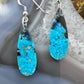 Sterling Silver Elongated Teardrop Chrysocolla Slab Dangle Earrings For Women #224