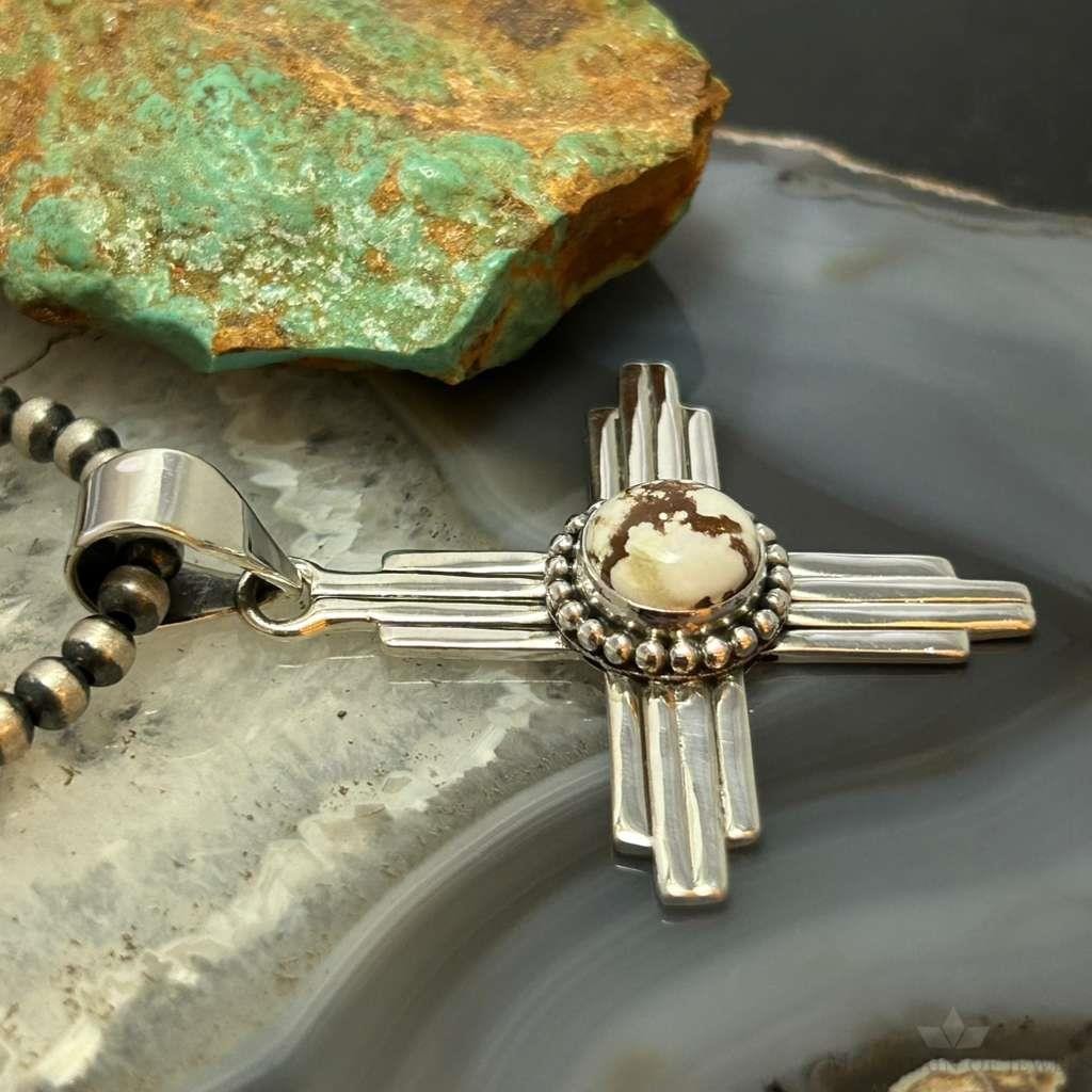 Sterling Silver Southwestern Style Rounded Wild Horse Unisex Zia Pendant #1