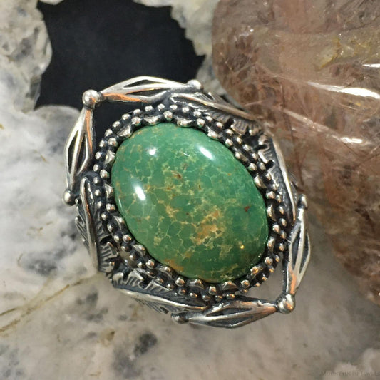 Carolyn Pollack Southwestern Style Sterling Silver Large Oval Green Turquoise Ring For Women